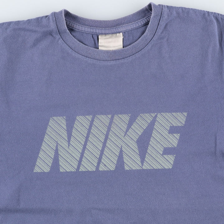Nike logo print T-shirt, size L for men cotton Purple type blue-purple Vintage Second Hand