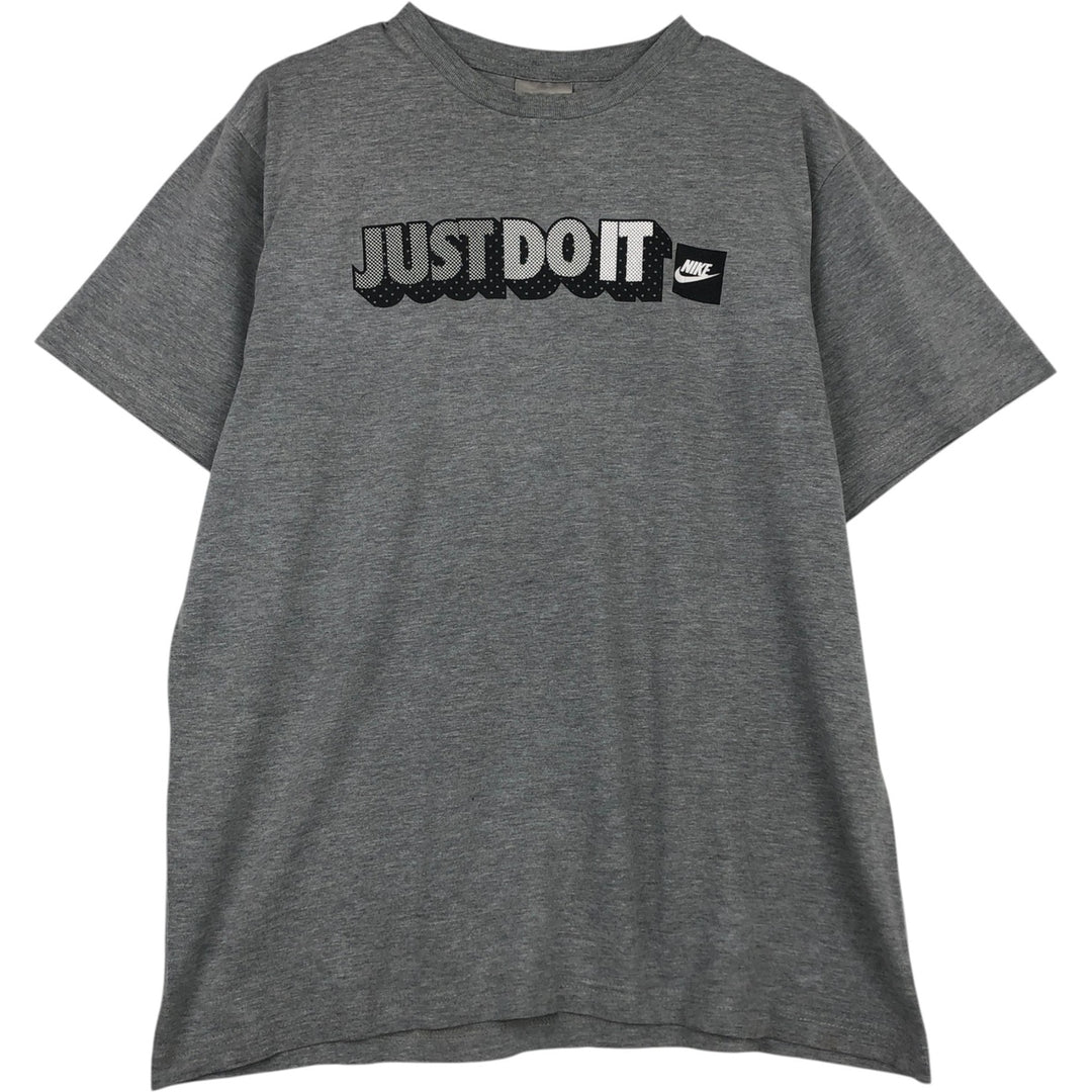 90s-era Nike logo t-shirt, men's size L equivalent, vintage. cotton gray type Vintage Second Hand