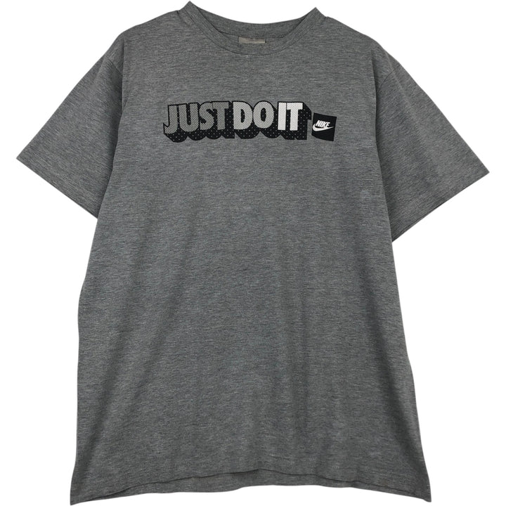 90s-era Nike logo t-shirt, men's size L equivalent, vintage. cotton gray type Vintage Second Hand