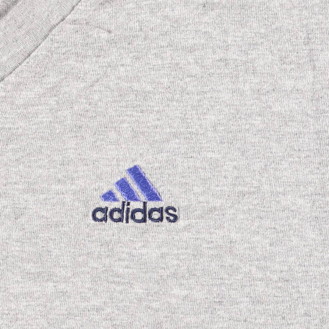 90s-00'S Adidas V-neck T-shirt with a single logo, made in USA, men's size XL equivalent, vintage. cotton gray type Vintage Second Hand