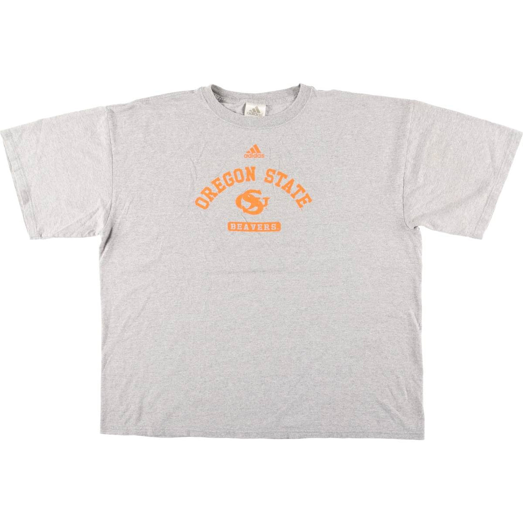 Adidas College Logo Print T-Shirt, Men's Size XL (approx.) cotton gray type Vintage Second Hand