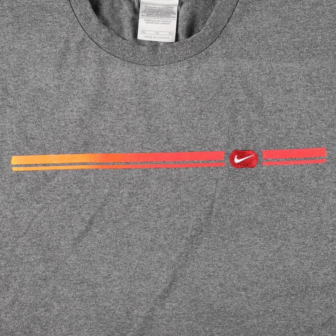 2000'S Nike Logo T-Shirt, Made in Canada, Men's Size XL (approx.) polyester gray type Vintage Second Hand