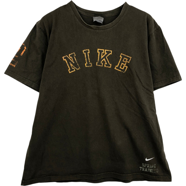 00'S Nike logo print T-shirt, men's size L cotton Khaki type Vintage Second Hand