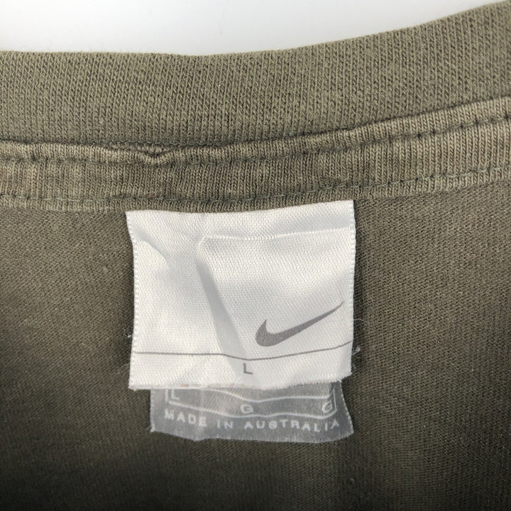 00'S Nike logo print T-shirt, men's size L cotton Khaki type Vintage Second Hand