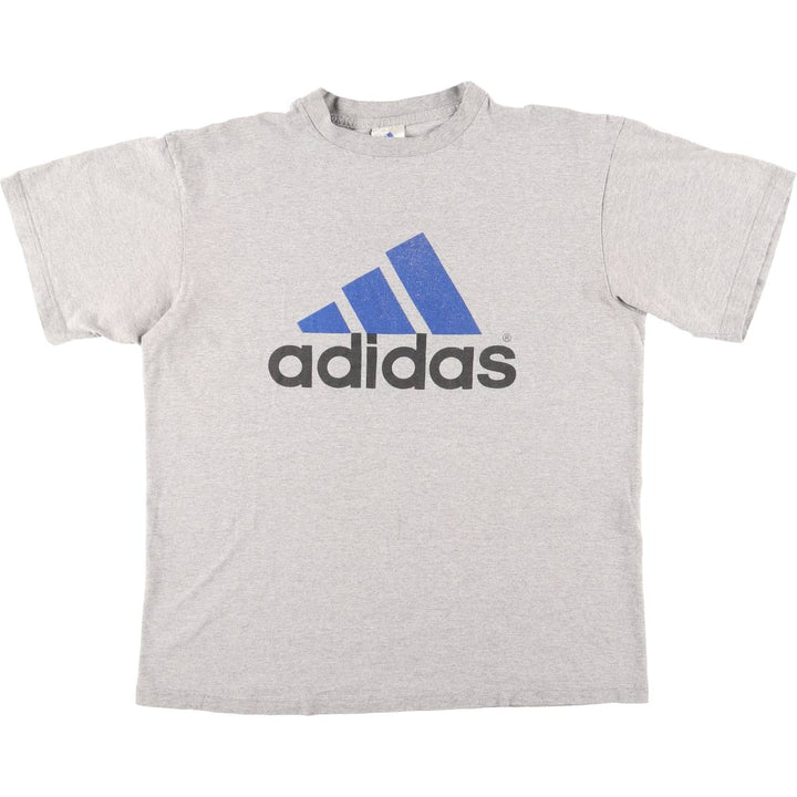 90s-00'S Adidas logo print t-shirt, made in Canada, men's size L equivalent, vintage. cotton gray type Vintage Second Hand