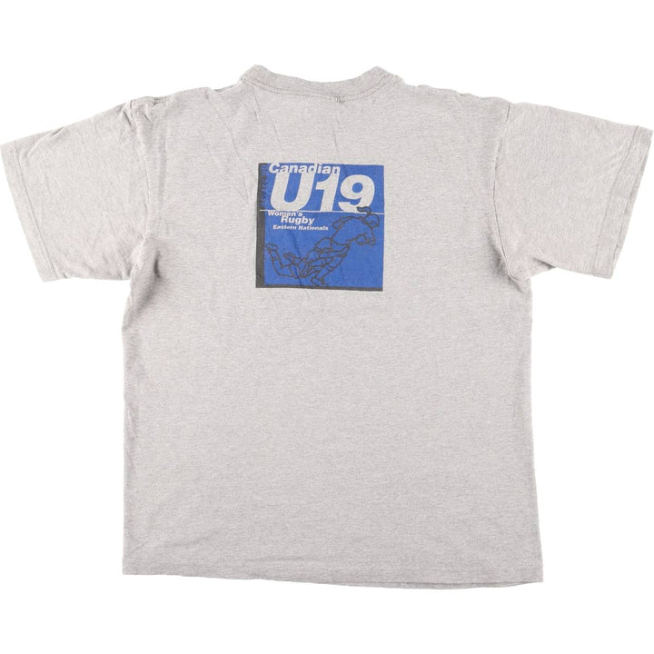 90s-00'S Adidas logo print t-shirt, made in Canada, men's size L equivalent, vintage. cotton gray type Vintage Second Hand