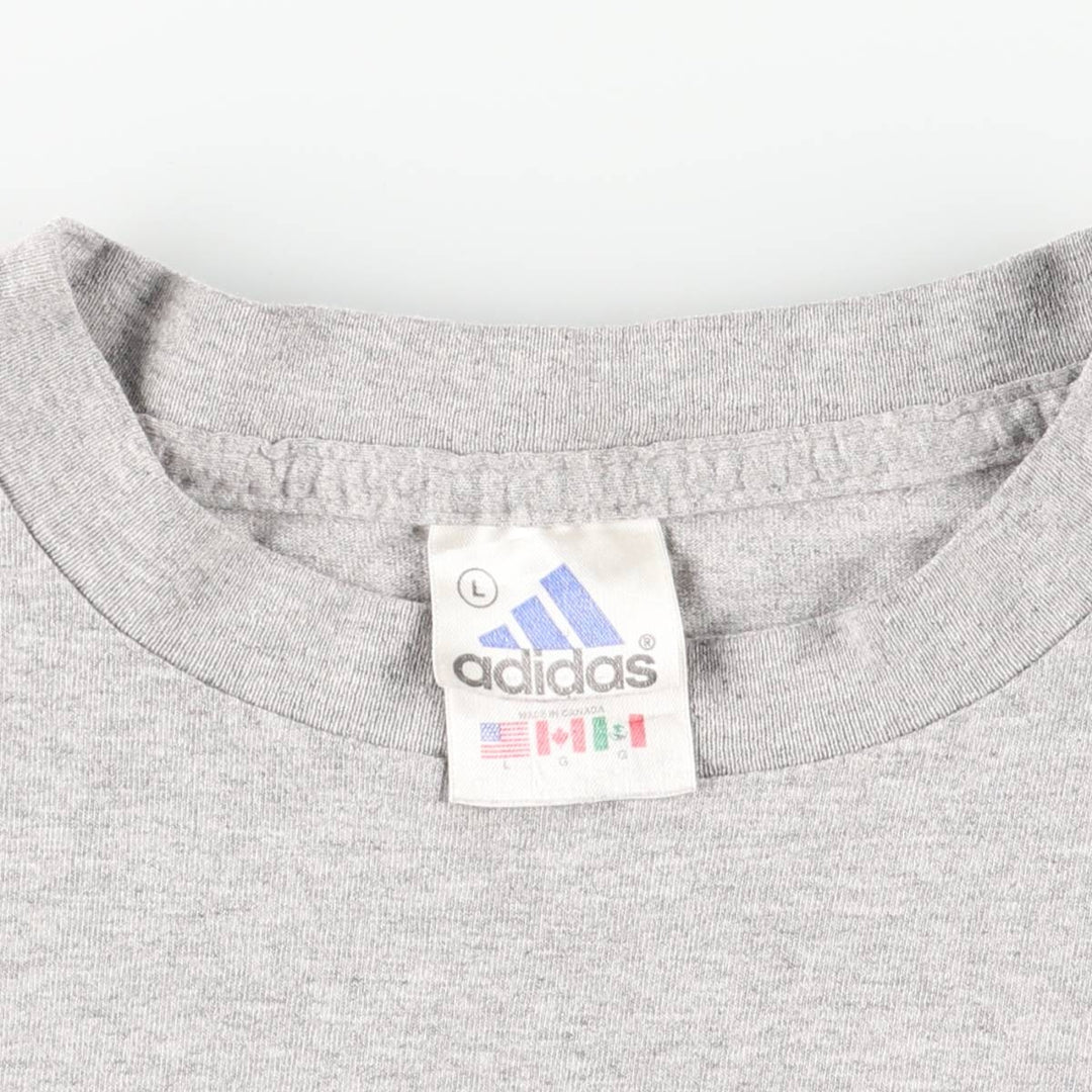 90s-00'S Adidas logo print t-shirt, made in Canada, men's size L equivalent, vintage. cotton gray type Vintage Second Hand