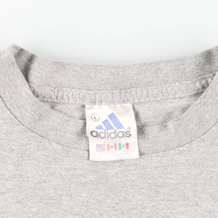 90s-00'S Adidas logo print t-shirt, made in Canada, men's size L equivalent, vintage. cotton gray type Vintage Second Hand
