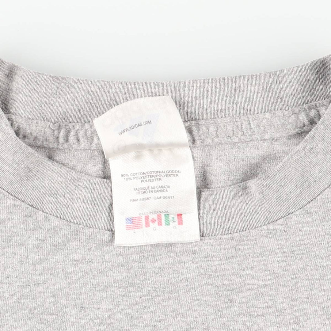 90s-00'S Adidas logo print t-shirt, made in Canada, men's size L equivalent, vintage. cotton gray type Vintage Second Hand