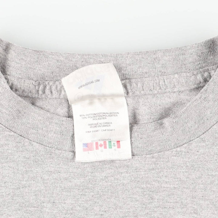 90s-00'S Adidas logo print t-shirt, made in Canada, men's size L equivalent, vintage. cotton gray type Vintage Second Hand