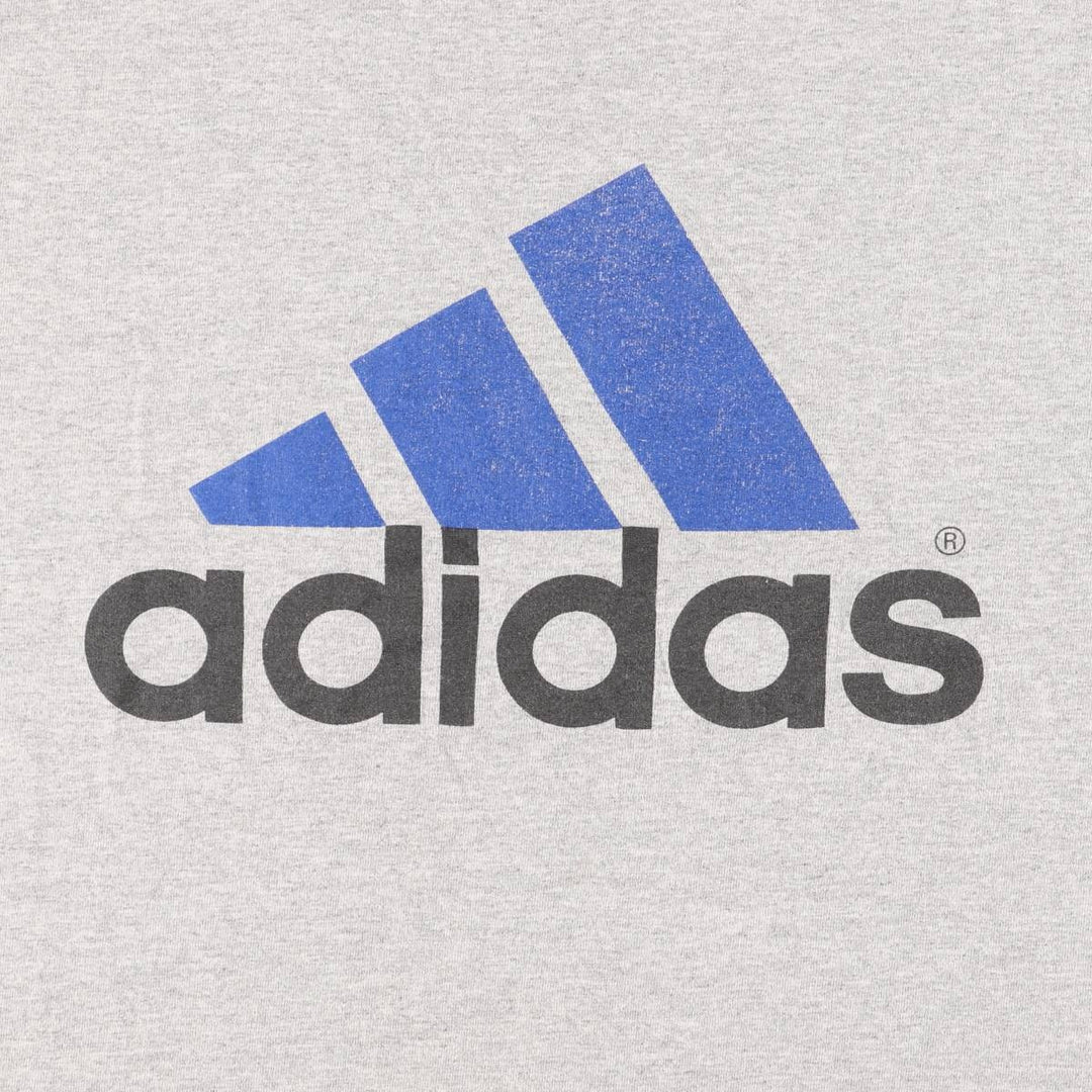90s-00'S Adidas logo print t-shirt, made in Canada, men's size L equivalent, vintage. cotton gray type Vintage Second Hand