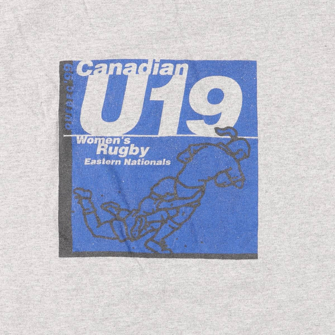 90s-00'S Adidas logo print t-shirt, made in Canada, men's size L equivalent, vintage. cotton gray type Vintage Second Hand