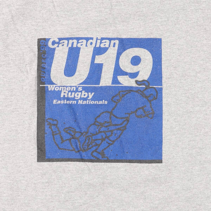 90s-00'S Adidas logo print t-shirt, made in Canada, men's size L equivalent, vintage. cotton gray type Vintage Second Hand