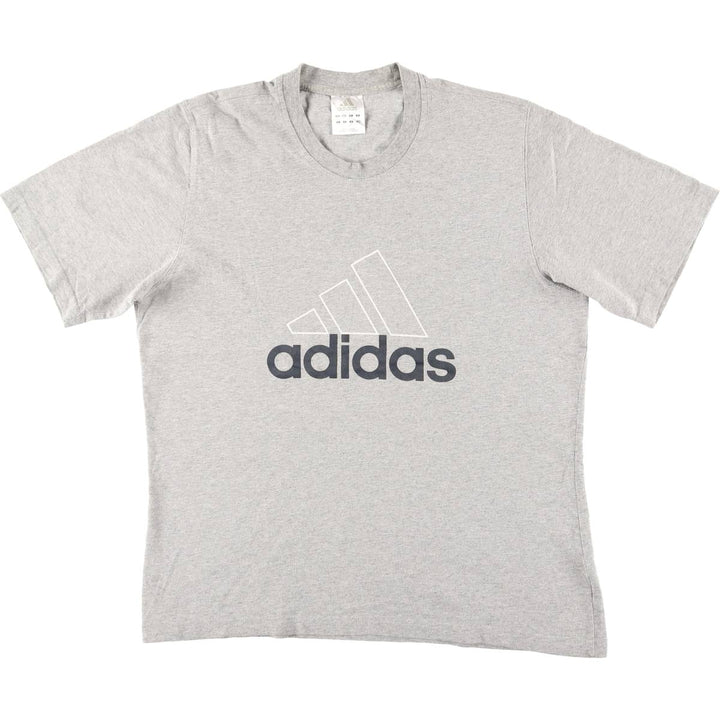 00'S Adidas logo print T-shirt, men's size L unclear gray type Vintage Second Hand