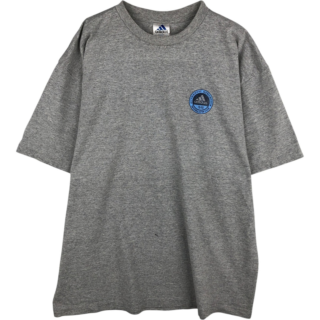 90'S Adidas logo print t-shirt, made in Canada, men's size XL equivalent, vintage. cotton gray type Vintage Second Hand