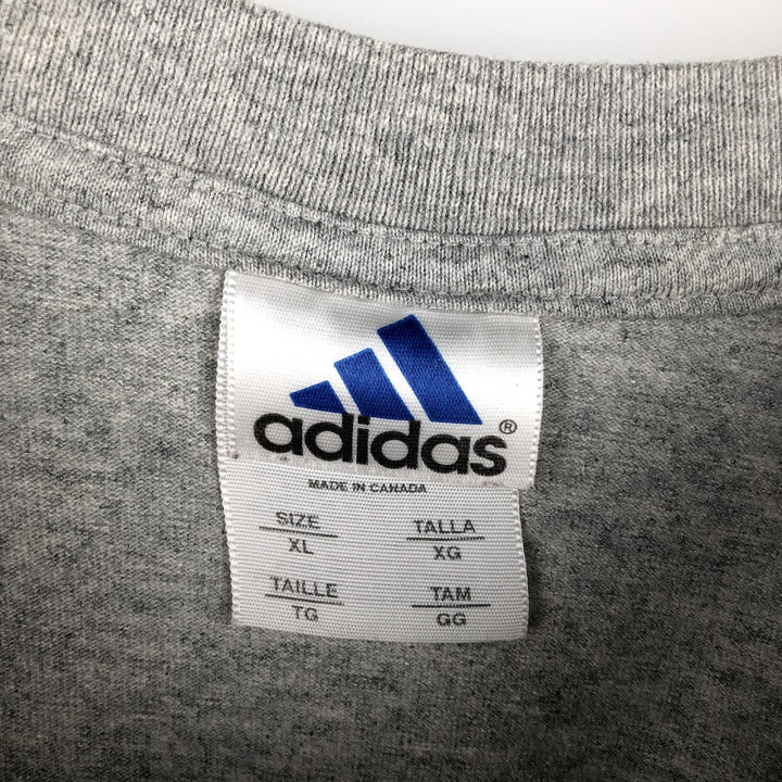 90'S Adidas logo print t-shirt, made in Canada, men's size XL equivalent, vintage. cotton gray type Vintage Second Hand
