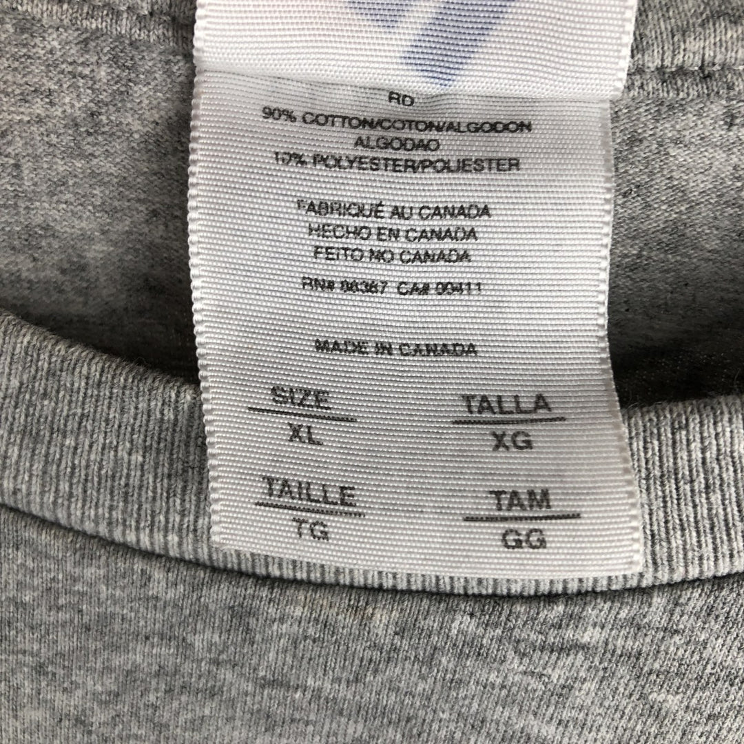 90'S Adidas logo print t-shirt, made in Canada, men's size XL equivalent, vintage. cotton gray type Vintage Second Hand