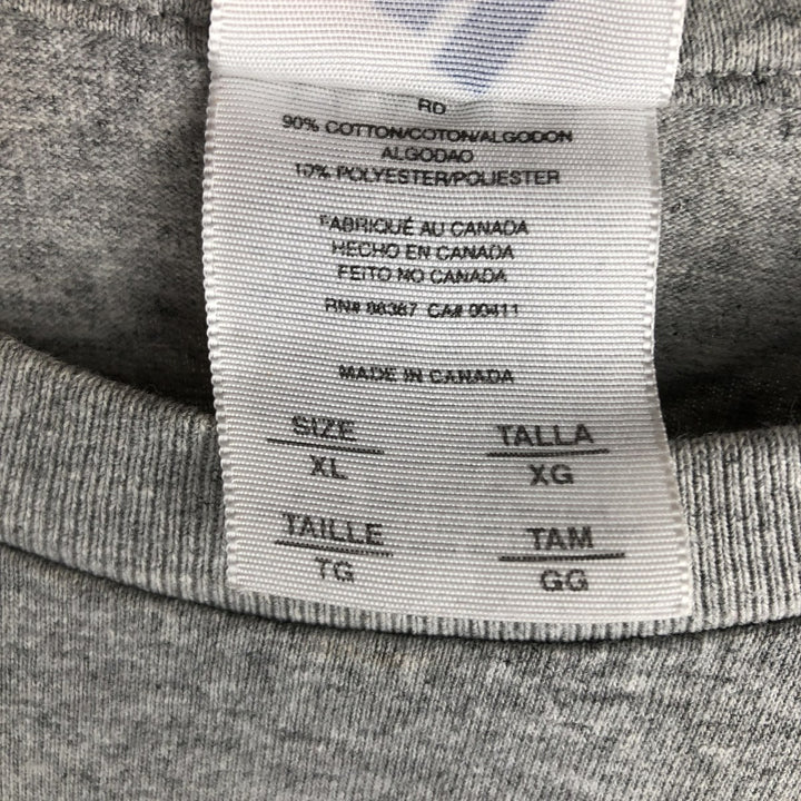 90'S Adidas logo print t-shirt, made in Canada, men's size XL equivalent, vintage. cotton gray type Vintage Second Hand
