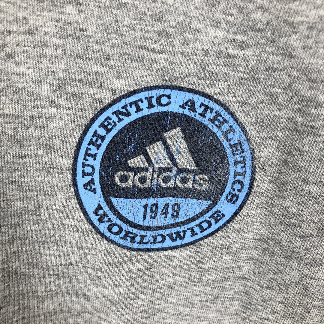 90'S Adidas logo print t-shirt, made in Canada, men's size XL equivalent, vintage. cotton gray type Vintage Second Hand