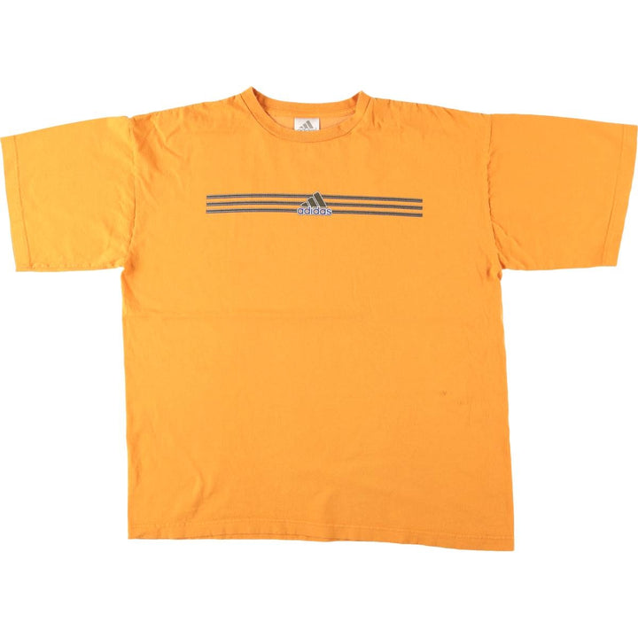 00'S Adidas logo print T-shirt, men's XL size cotton yellow type Vintage Second Hand