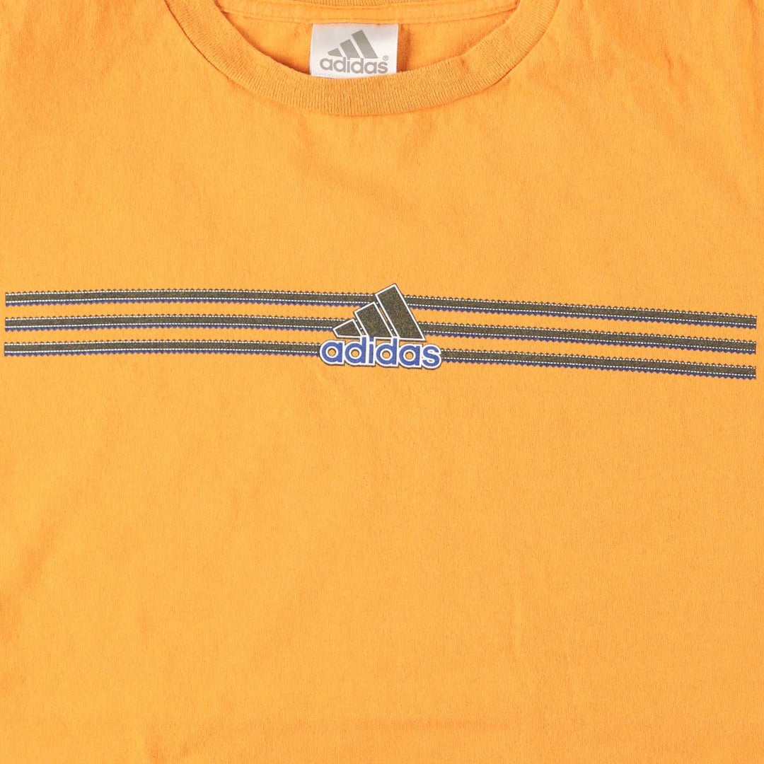 00'S Adidas logo print T-shirt, men's XL size cotton yellow type Vintage Second Hand