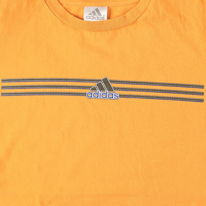 00'S Adidas logo print T-shirt, men's XL size cotton yellow type Vintage Second Hand