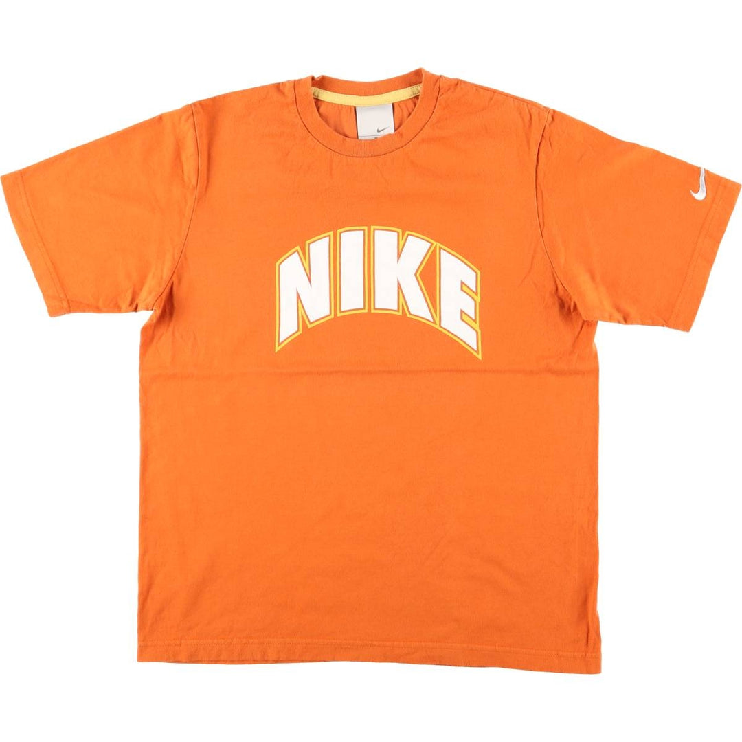 Nike logo print T-shirt, size M for men cotton orange type Vintage Second Hand