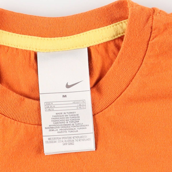 Nike logo print T-shirt, size M for men cotton orange type Vintage Second Hand