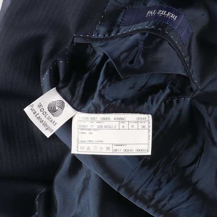 PAL ZILERI Stripe Pattern Wool Tailored Jacket, Made in Italy, Men's XL (approx.) wool navy blue type Vintage Second Hand