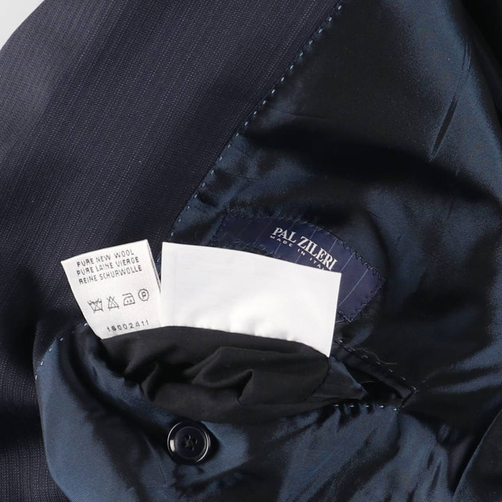 PAL ZILERI Stripe Pattern Wool Tailored Jacket, Made in Italy, Men's XL (approx.) wool navy blue type Vintage Second Hand