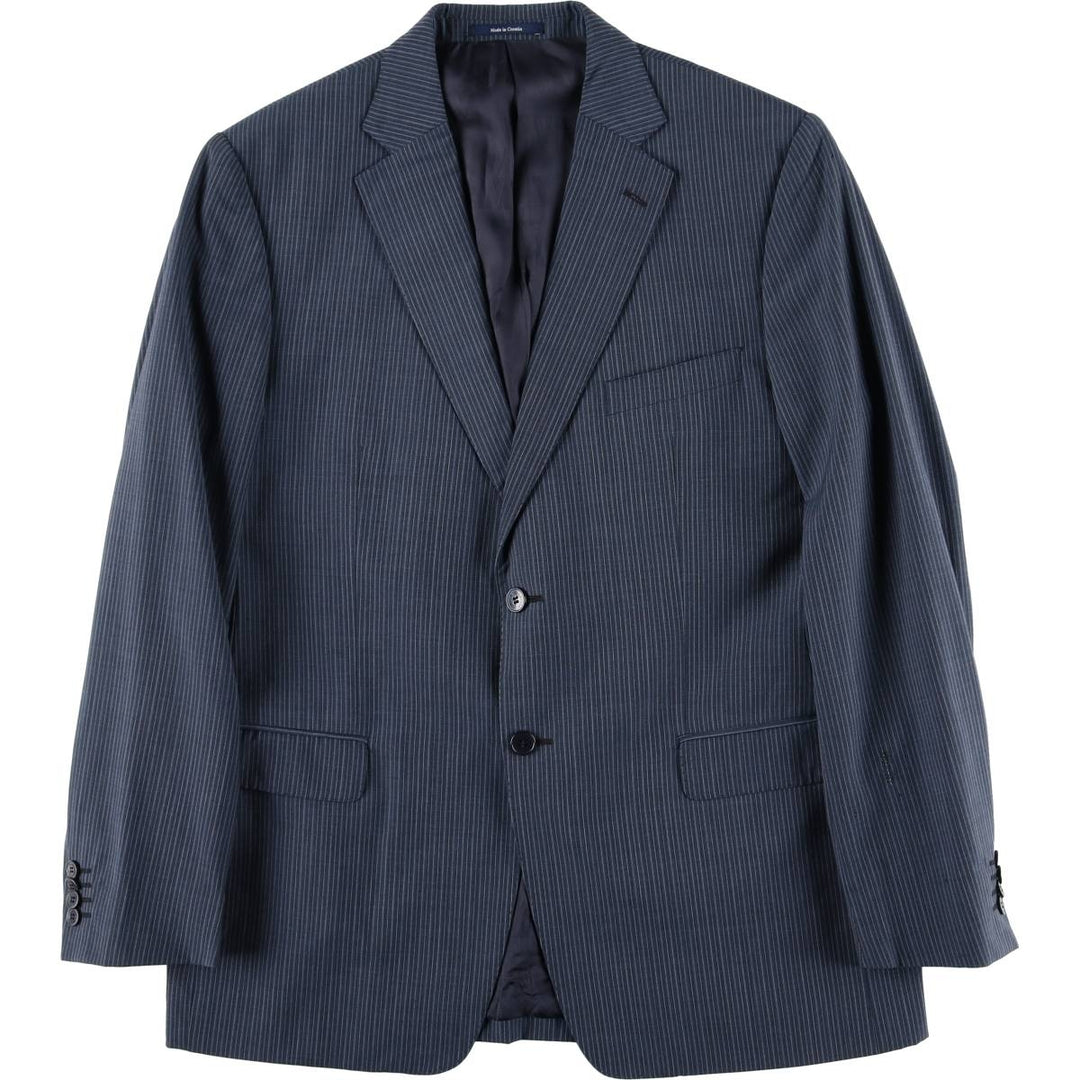Versace Stripe Pattern Wool Tailored Jacket, Men's Size L (approx.) wool navy blue type Vintage Second Hand