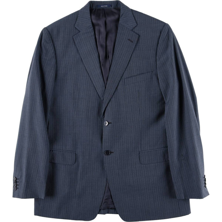 Versace Stripe Pattern Wool Tailored Jacket, Men's Size L (approx.) wool navy blue type Vintage Second Hand