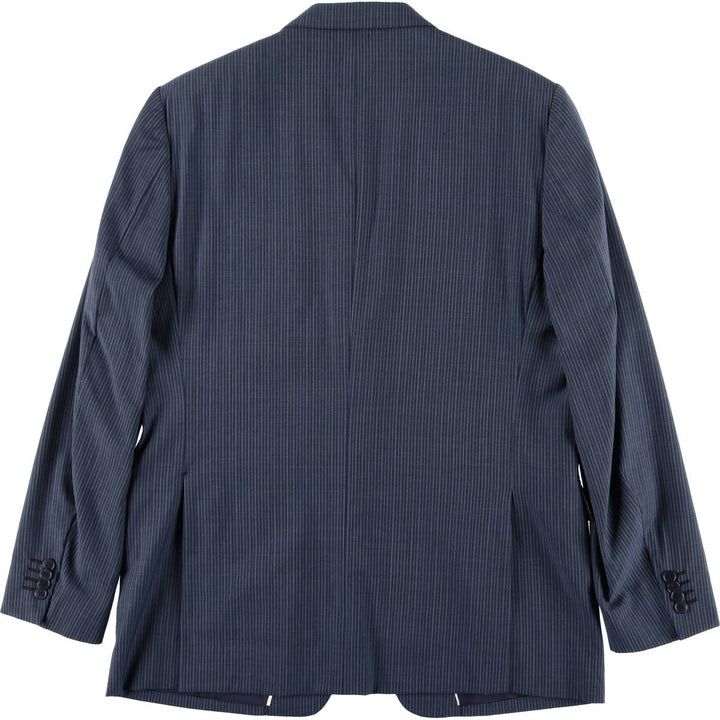 Versace Stripe Pattern Wool Tailored Jacket, Men's Size L (approx.) wool navy blue type Vintage Second Hand