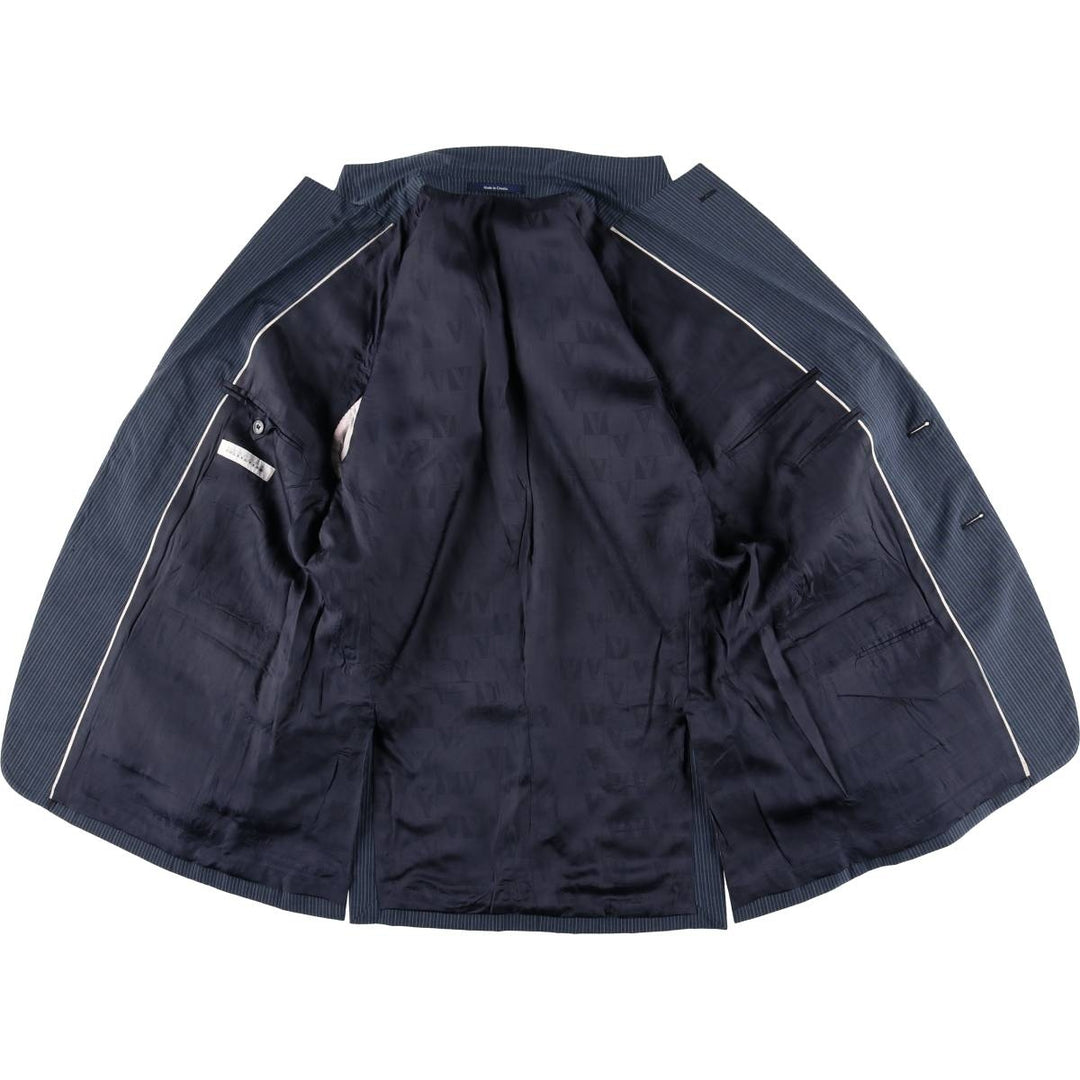 Versace Stripe Pattern Wool Tailored Jacket, Men's Size L (approx.) wool navy blue type Vintage Second Hand