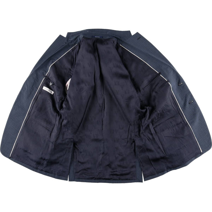 Versace Stripe Pattern Wool Tailored Jacket, Men's Size L (approx.) wool navy blue type Vintage Second Hand