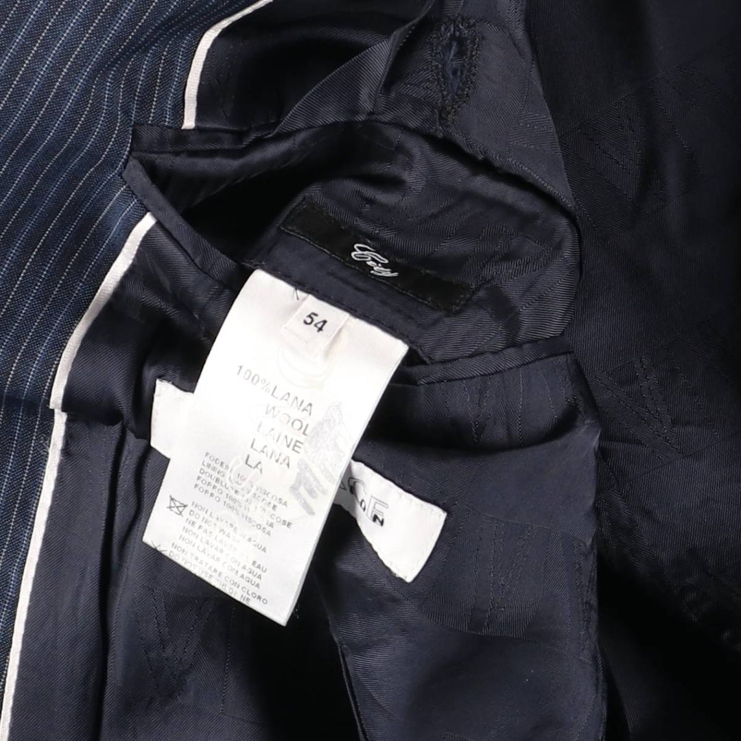 Versace Stripe Pattern Wool Tailored Jacket, Men's Size L (approx.) wool navy blue type Vintage Second Hand