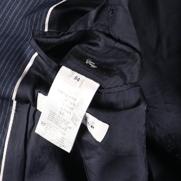 Versace Stripe Pattern Wool Tailored Jacket, Men's Size L (approx.) wool navy blue type Vintage Second Hand