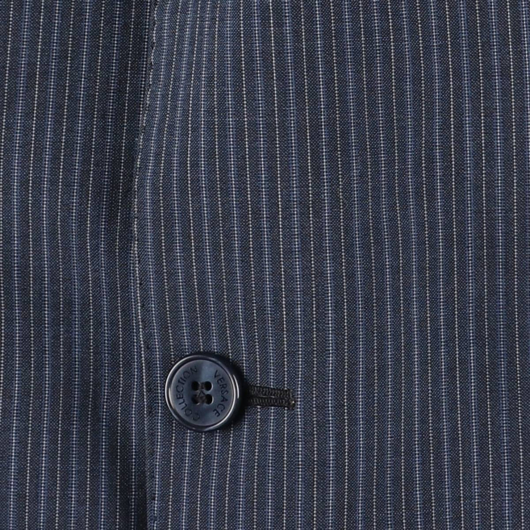 Versace Stripe Pattern Wool Tailored Jacket, Men's Size L (approx.) wool navy blue type Vintage Second Hand