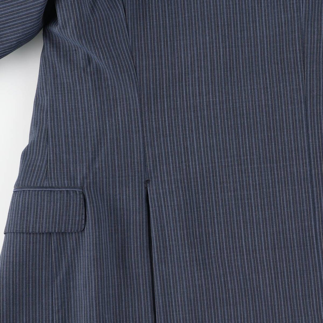 Versace Stripe Pattern Wool Tailored Jacket, Men's Size L (approx.) wool navy blue type Vintage Second Hand