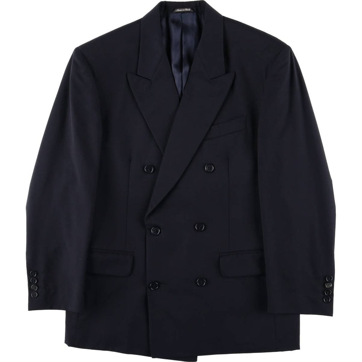St. Michael's Marks and Spencer Double-breasted Peaked Lapel Wool Tailored Jacket, Made in Italy, Men's Size M (approx.) wool navy blue type Vintage Second Hand