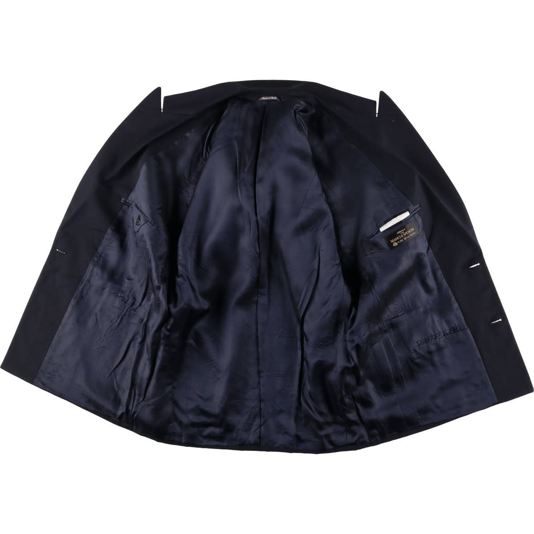 St. Michael's Marks and Spencer Double-breasted Peaked Lapel Wool Tailored Jacket, Made in Italy, Men's Size M (approx.) wool navy blue type Vintage Second Hand