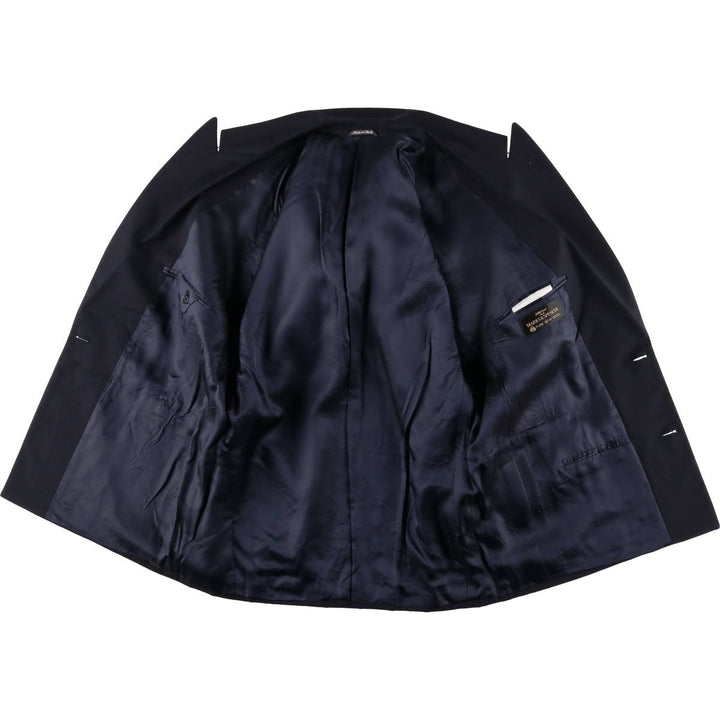 St. Michael's Marks and Spencer Double-breasted Peaked Lapel Wool Tailored Jacket, Made in Italy, Men's Size M (approx.) wool navy blue type Vintage Second Hand