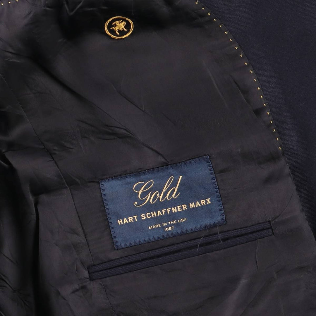 HART SCHAFFNER MARX Gold Navy Blazer Tailored Jacket, Made in USA, Men's Size M (approx.) unclear navy blue type Vintage Second Hand