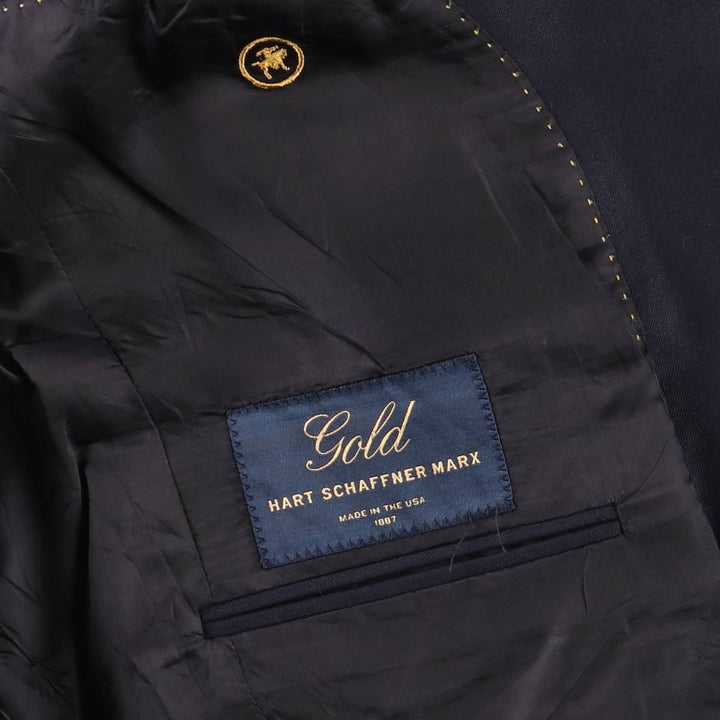 HART SCHAFFNER MARX Gold Navy Blazer Tailored Jacket, Made in USA, Men's Size M (approx.) unclear navy blue type Vintage Second Hand