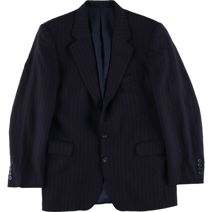 Aquascutum Stripe Pattern Wool Tailored Jacket, Made in England, Men's Size M (approx.) wool navy blue type Vintage Second Hand
