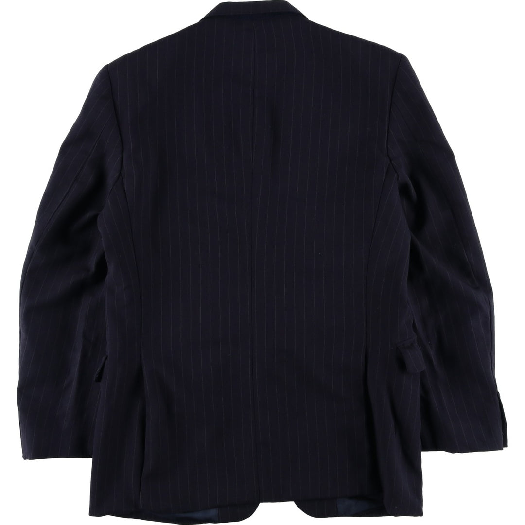 Aquascutum Stripe Pattern Wool Tailored Jacket, Made in England, Men's Size M (approx.) wool navy blue type Vintage Second Hand