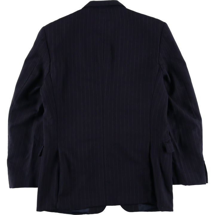 Aquascutum Stripe Pattern Wool Tailored Jacket, Made in England, Men's Size M (approx.) wool navy blue type Vintage Second Hand