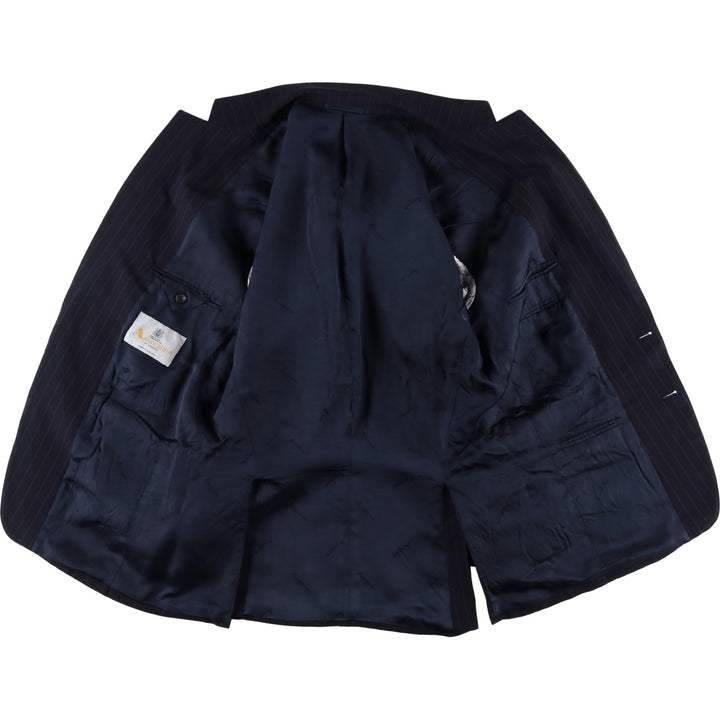 Aquascutum Stripe Pattern Wool Tailored Jacket, Made in England, Men's Size M (approx.) wool navy blue type Vintage Second Hand