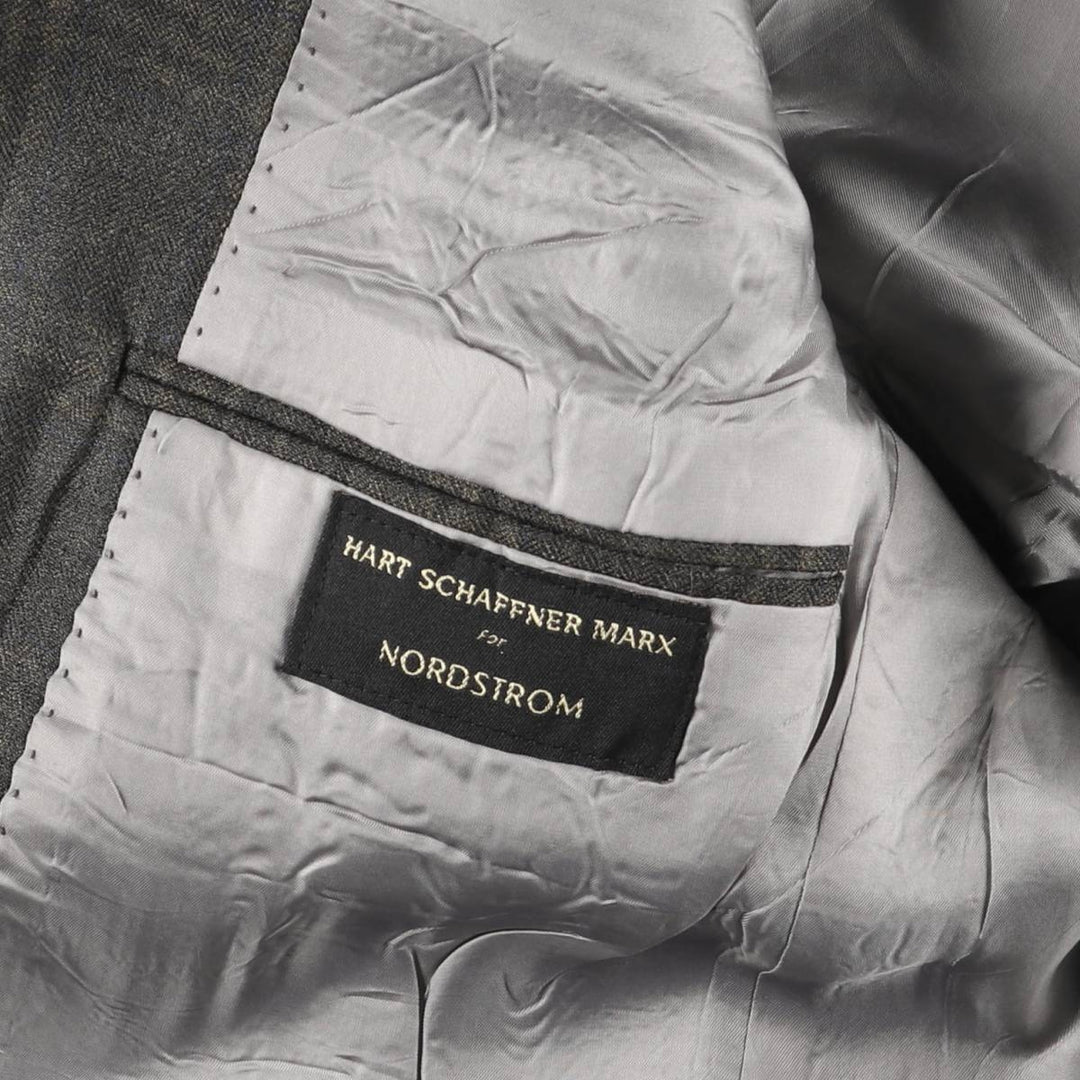 HART SCHAFFNER MARX NORDSTROM Check Pattern Tailored Jacket, Made in USA, Men's Size L (approx.) unclear Khaki type Vintage Second Hand