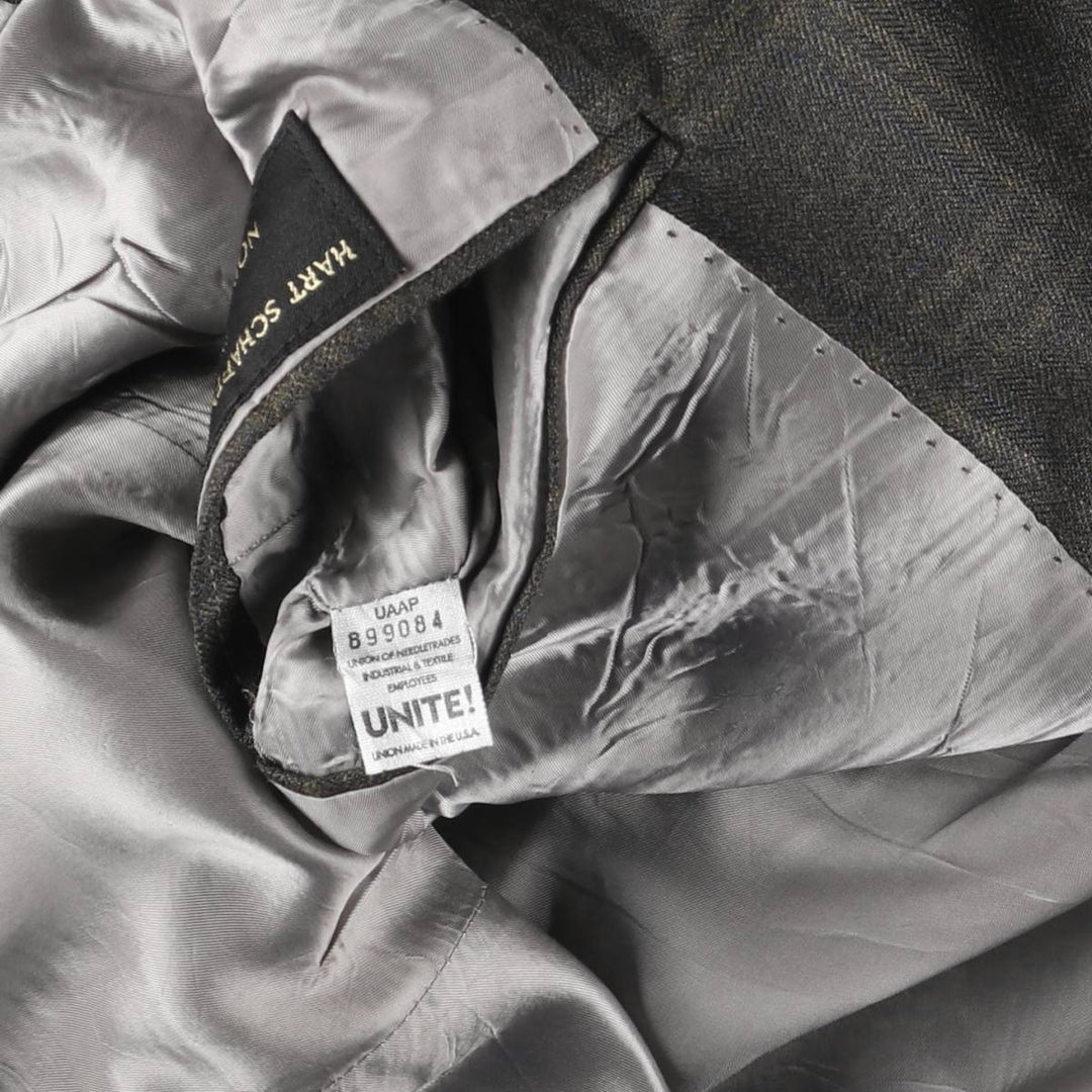 HART SCHAFFNER MARX NORDSTROM Check Pattern Tailored Jacket, Made in USA, Men's Size L (approx.) unclear Khaki type Vintage Second Hand